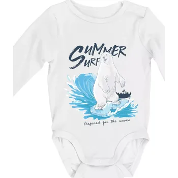Kojenecké oblečení Medvěd surfař - Body kojenecké s dlouhým rukávem - Dlouhý r. do 3 měs ( Bílá )