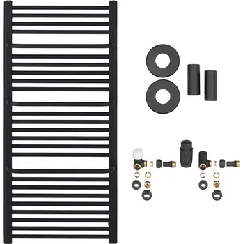 Radiátor CERANO - Koupelnový radiátorový set Antonio - ústřední výtápění - boční připojení - 655W - černá matná - 1180x550 mm