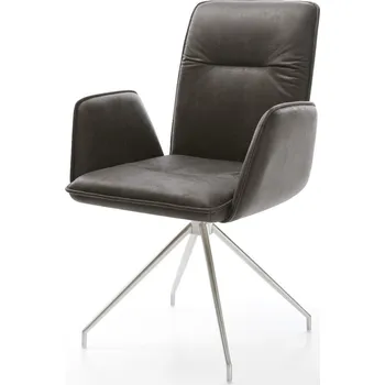 Jídelní židle DELIFE Jídelní židle Vinja-Flex mikrovlákno antracitová vintage křížová podnož zúžená nerezová ocel