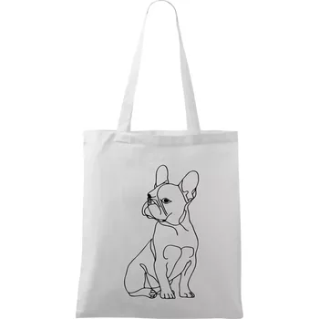Francouzský buldoček černá kresba - Taška bavlněná - 42 x 38 cm ( Bílá )