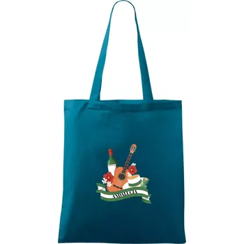 Andalucia kytara a stuha - Taška bavlněná - 42 x 38 cm ( Petrolejová )