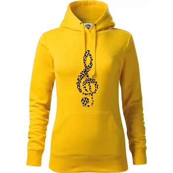 Dámská mikina Houslový klíč z not - Mikina dámská Cape s kapucí - S ( Žlutá )