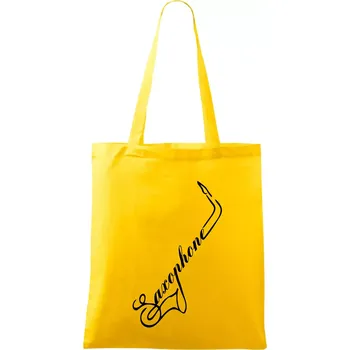 Nákupní taška Saxophone nápis - Taška bavlněná - 42 x 38 cm ( Žlutá )
