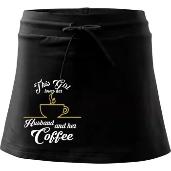 Dámská sukně This Girl loves her Husband and her Coffee - Sportovní sukně - two in one - L ( Černá )