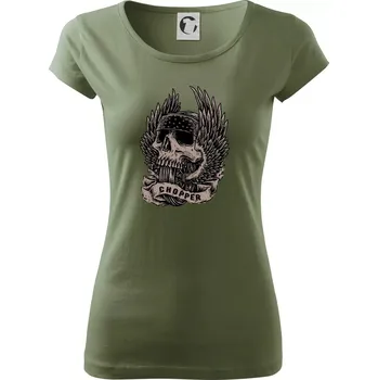 Dámské tričko Chopper kolo křídla - Dámské triko Pure - S ( Khaki )