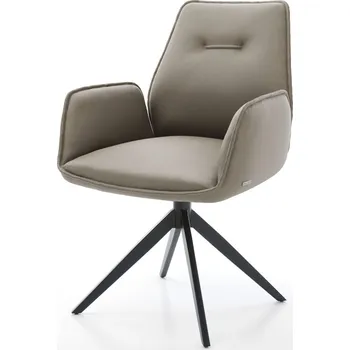 Jídelní židle DELIFE Jídelní židle Zoa-Flex pravá kůže tmavě béžová křížová podnož široká černá taštičkové pružiny