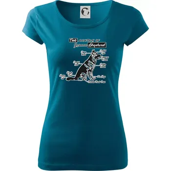 Dámské tričko Německý ovčák - Anatomie - Dámské triko Pure - M ( Petrolejová )