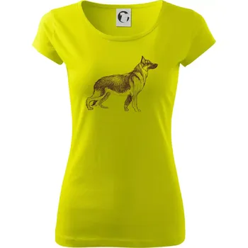 Německý ovčák - kreslený skica - Dámské triko Pure - L ( Limetková )