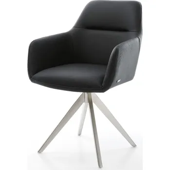 Jídelní židle DELIFE Jídelní židle Pejo-Flex pravá kůže černá křížová podnož hranatá nerezová ocel taštičkové pružiny