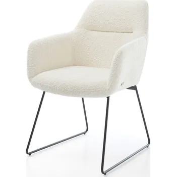 Jídelní židle DELIFE Jídelní židle Pejo-Flex bouclé bílá tenká podnož černá taštičkové pružiny