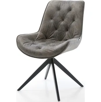 Jídelní židle DELIFE Jídelní židle Taimi-Flex mikrovlákno šedá antik křížová podnož široká černá