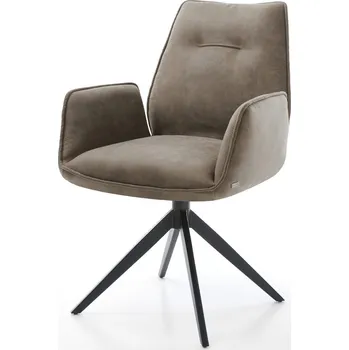 Jídelní židle DELIFE Jídelní židle Zoa-Flex mikrovlákno taupe vintage křížová podnož široká černá taštičkové pružiny