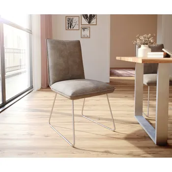 Jídelní židle DELIFE Jídelní židle Lelio-Flex mikrovlákno taupe vintage tenká podnož nerezová ocel taštičkové pružiny