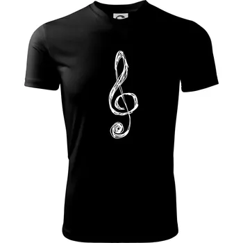 Pánské tričko Houslový klíč kreslený - Pánské triko Fantasy sportovní (dresovina) - M ( Černá )