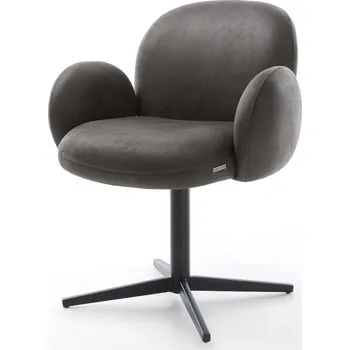 Jídelní židle DELIFE Jídelní židle Nube-Flex s područkami mikrovlákno antracit vintage černá křížová podnož 360° otočná taštičkové pružiny