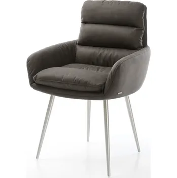 Jídelní židle DELIFE Jídelní židle Abelia-Flex s područkami mikrovlákno antracit vintage 4-nohá zúžená nerezová ocel