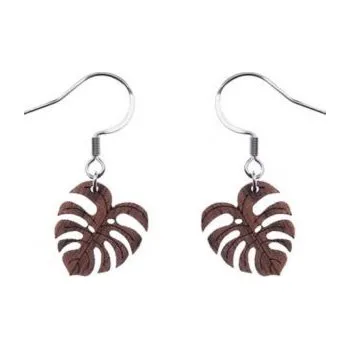 Náušnice Dřevěné náušnice Monstera Earrings s možností výměny či vrácení do 30 dnů - EAD1