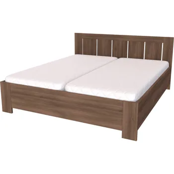 Postel NÁBYTEK MIKULÍK s.r.o. AURA - manželská postel s lamelovými rošty 180x200cm / 160x200cm Dekor: jasan šedý, Šířka pro matraci: 180cm, Výška čela: 93cm Dekor: akácie skořice