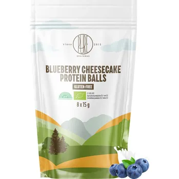 BrainMax Pure BrainMax Pure® Protein Balls Blueberry Cheesecake, Proteinové kuličky, Borůvkový cheesecake, BIO, 8 ks Proteinové kuličky s lyofilizovanými borůvkami