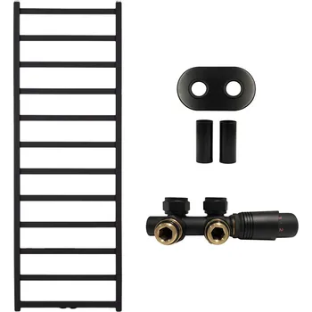 Radiátor CERANO - Koupelnový radiátorový set Pyrodes - ústřední vytápění - středové připojení 50 mm - 683W - černá matná - 1520x530 mm