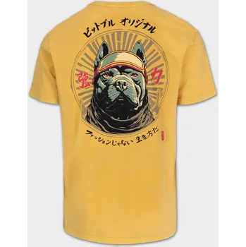 Pánské tričko PitBull West Coast Triko Denim Washed MT FUJI - žluté - PWC_PTMTFUJI_YELLOW Velikosti: XL