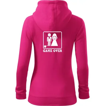 Dámská mikina Game Over rozlučka - Dámská mikina trendy zipper s kapucí - L ( Purpurová )