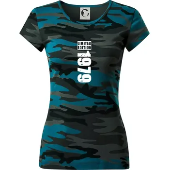 Limited edition 1979 pruh - Dámské maskáčové triko - S ( Petrolejová maskáč )