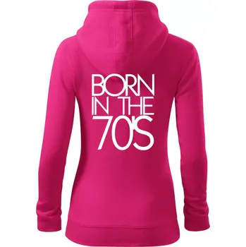 Dámská mikina Born In The 70's - Dámská mikina trendy zipper s kapucí - S ( Purpurová )