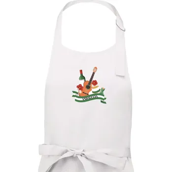 Kuchyňská zástěra Andalucia kytara a stuha - Dámská zástěra na vaření - Univerzální velikost ( Bílá )