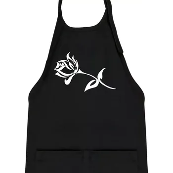 Kuchyňská zástěra Růže obrys - Dětská zástěra na vaření - Univerzální velikost ( Černá )