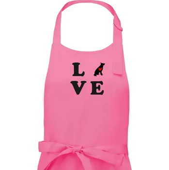 Kuchyňská zástěra Love - Německý ovčák - Pánská zástěra na vaření - Univerzální velikost ( Růžová )