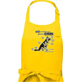 Kuchyňská zástěra Německý ovčák - Anatomie - Dámská zástěra na vaření - Univerzální velikost ( Žlutá )