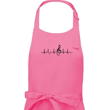 Kuchyňská zástěra Moje srdce bije pro hudbu - Pánská zástěra na vaření - Univerzální velikost ( Růžová )
