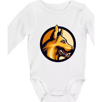 Německý ovčák - v kruhu - Body kojenecké s dlouhým rukávem - Dlouhý r. do 3 měs ( Bílá )