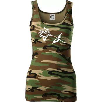 Růže obrys - Dámské Maskáčové tílko - XS ( Hnědý maskáč )