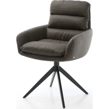 Jídelní židle DELIFE Jídelní židle Abelia-Flex s područkami mikrovlákno antracit vintage křížová podnož široká černá