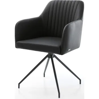 Jídelní židle DELIFE Jídelní židle Greg-Flex pravá kůže černá křížová podnož zúžená černá taštičkové pružiny