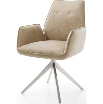 Jídelní židle DELIFE Jídelní židle Zoa-Flex mikrovlákno béžová vintage křížová podnož široká nerezová ocel taštičkové pružiny
