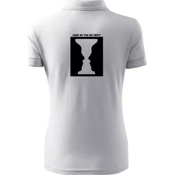 What do you see first? Pohár - Obličeje - Polokošile dámská Pique Polo - XS ( Bílá )