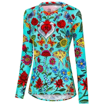 cyklistický dres MTB dres CYCOLOGY River Road, dámský, dlouhý rukáv (Motiv River Road, velikost L)