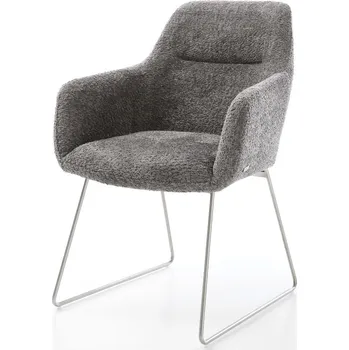 Jídelní židle DELIFE Jídelní židle Pejo-Flex bouclé šedá tenká podnož nerezová ocel taštičkové pružiny