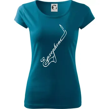 Dámské tričko Saxophone nápis - Dámské triko Pure - 2XL ( Petrolejová )