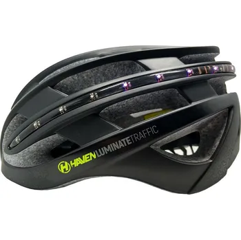 Cyklistická přilba Přilba HAVEN LUMINATE TRAFFIC + remote control black (Přilba s osvětlením, velikost L/XL)