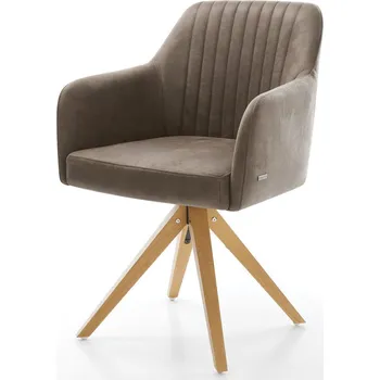 Jídelní židle DELIFE Jídelní židle Greg-Flex mikrovlákno taupe vintage dřevěná podnož hranatá přírodní taštičkové pružiny