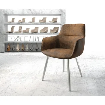 Jídelní židle DELIFE Jídelní židle Pejo-Flex hnědá vintage 4-nohá zúžená nerezová ocel