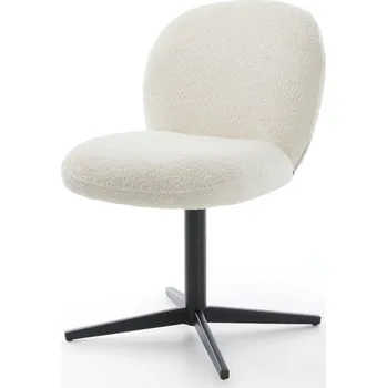 Jídelní židle DELIFE Jídelní židle Nube-Flex bouclé bílá podnož křížová černá 360° otočná taštičkové pružiny