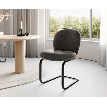 Jídelní židle DELIFE Jídelní židle Nube-Flex mikrovlákno antracit vintage jídelní židle plochá černá taštičkové pružiny