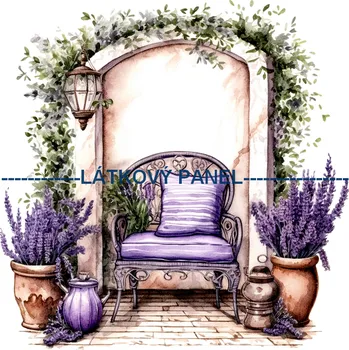 Látkový panel - Levandule - LE-33 Velikost: 20x20cm, Materiál: Kočárkovina