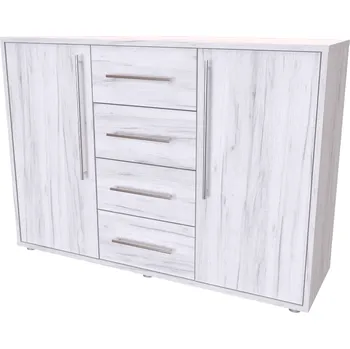 Komoda NÁBYTEK MIKULÍK s.r.o. ELITE M - komoda, 86x36/43cm Hloubka: 43cm, Dekor: modřín latté Šířka: 120cm, Dekor: dub bělený