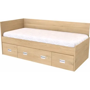 Postel NÁBYTEK MIKULÍK s.r.o. NEMO - postel 90x200, 2 zvýšená čela (včetně roštu) Dekor: olše, Úchytka: STANDARD Šířka: 95cm, Dekor: dub sametový